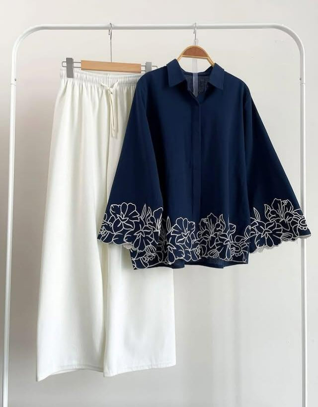 Wonderful Embroidered Co-Ord Set - Dark Blue
