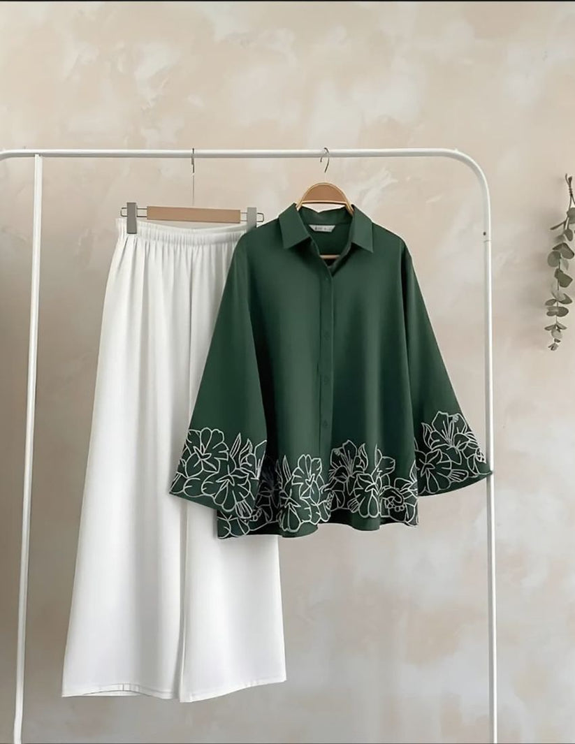 Hotselling Embroidered Co-Ord Set - Green