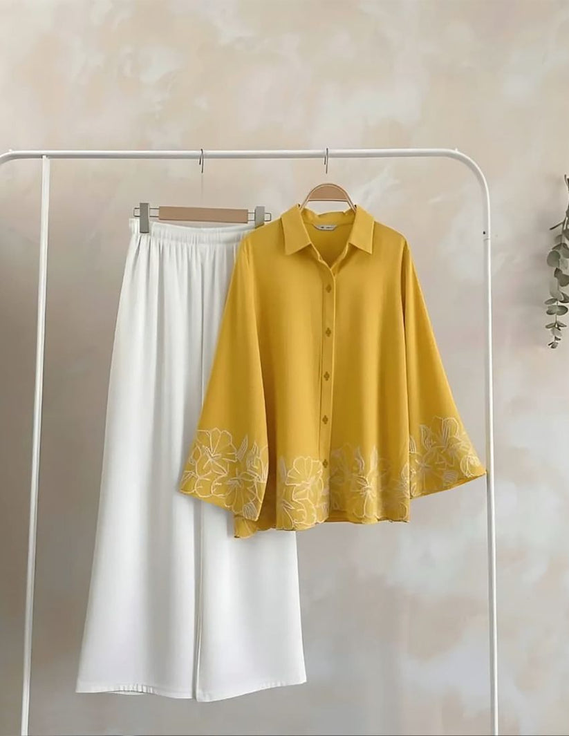Trending Embroidered Co-Ord Set - Yellow