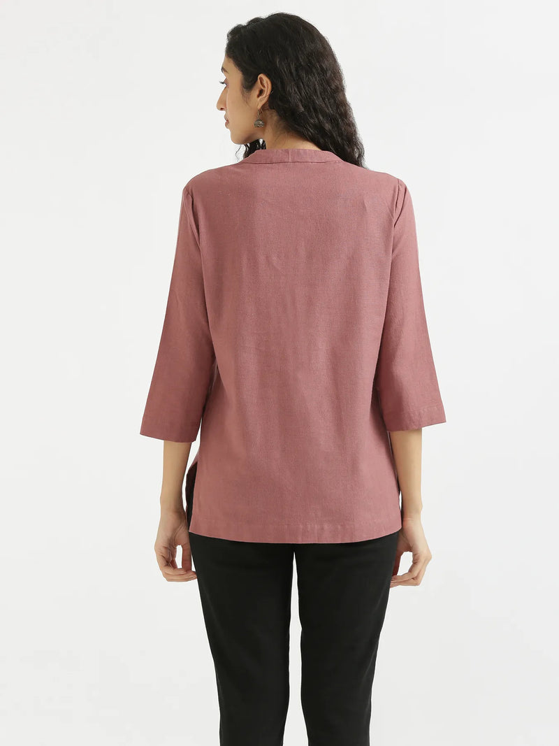 Kiara Rose Taupe Linen Short Kurta