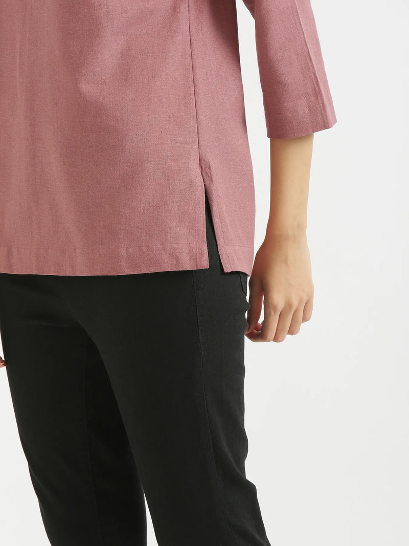 Kiara Rose Taupe Linen Short Kurta