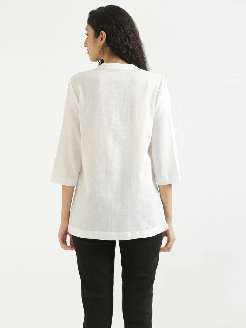 Kareena White Linen Short Kurta