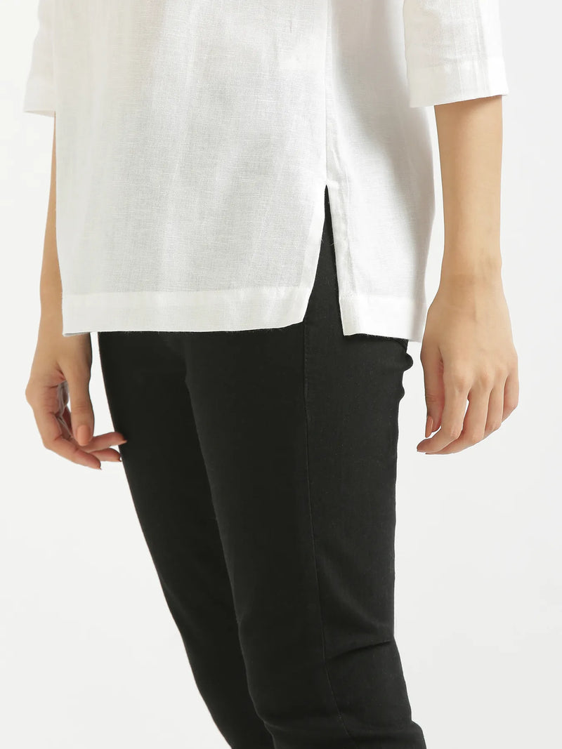 Kareena White Linen Short Kurta