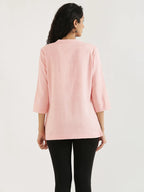 Priti Dark Peach Linen Short Kurta