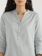 Anushka Sky Blue Linen Short Kurta