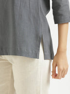 Katrina Light Grey Linen Short Kurta