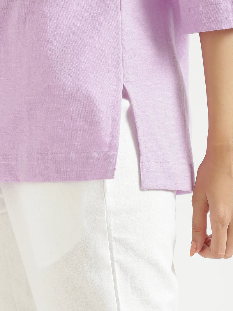 Rashmika Trending Lilac Linen Short Kurta