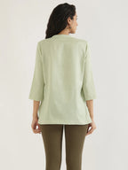 Kajal Mint Green Linen Short Kurta