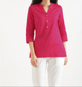 Women Hot Pink Linen Short Kurta