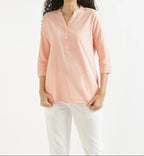 Anushka Peach Linen Short Kurta