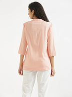 Anushka Peach Linen Short Kurta