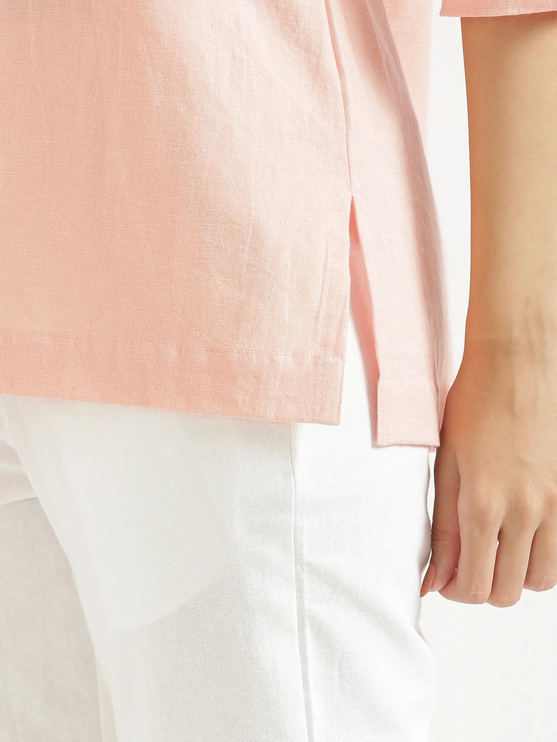 Anushka Peach Linen Short Kurta