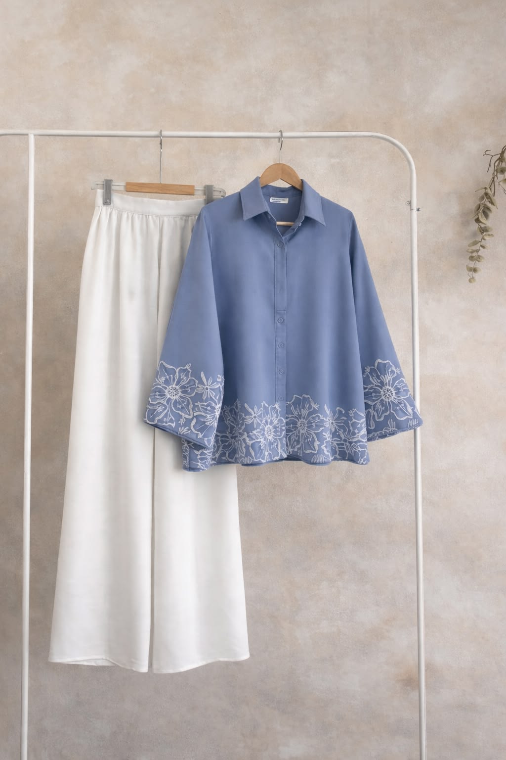 Rashmika Embroidered Co-Ord Set - Light Blue